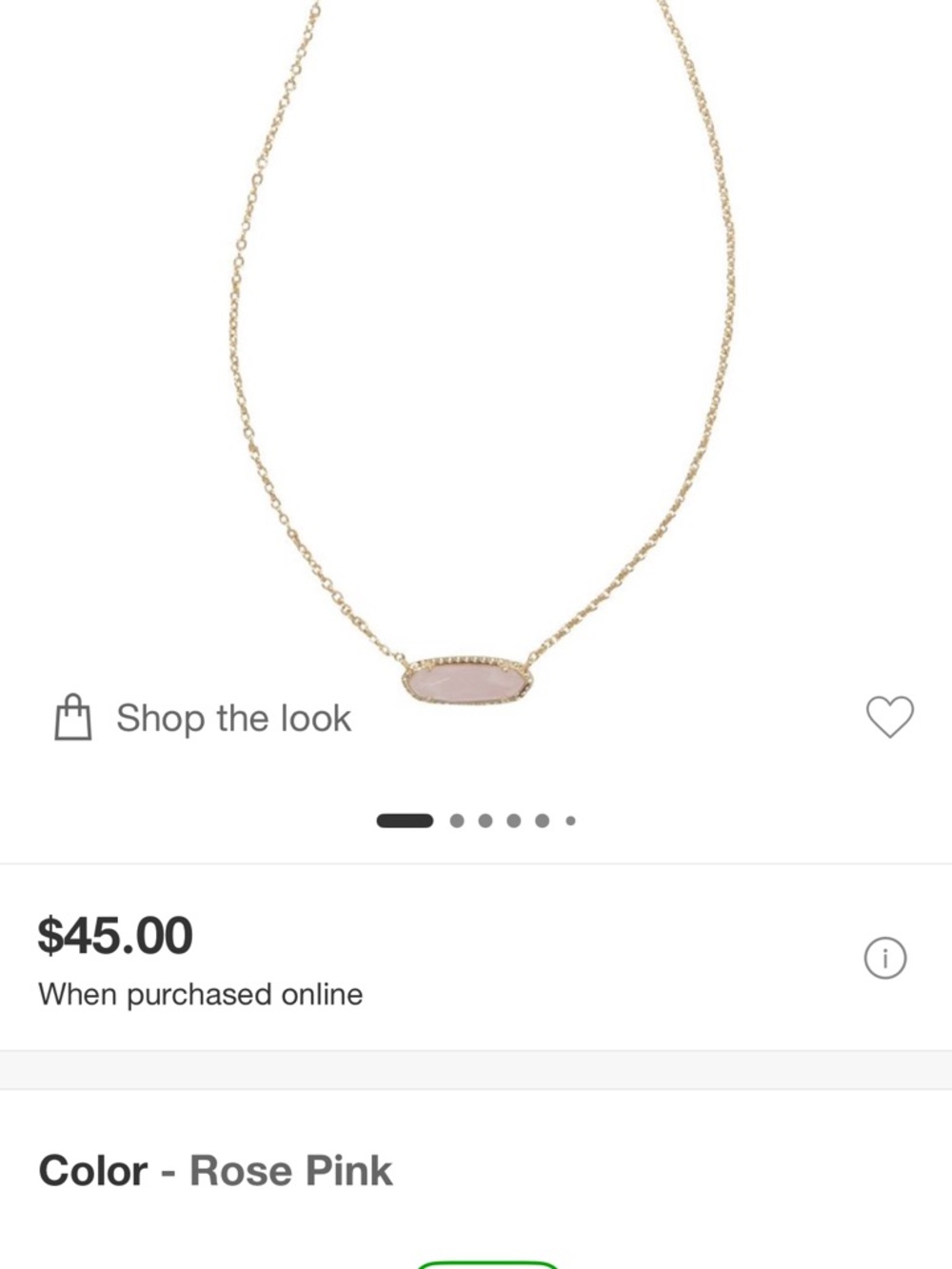 Kendra Scott Rose Pink Oval Pendant Necklace - Gold